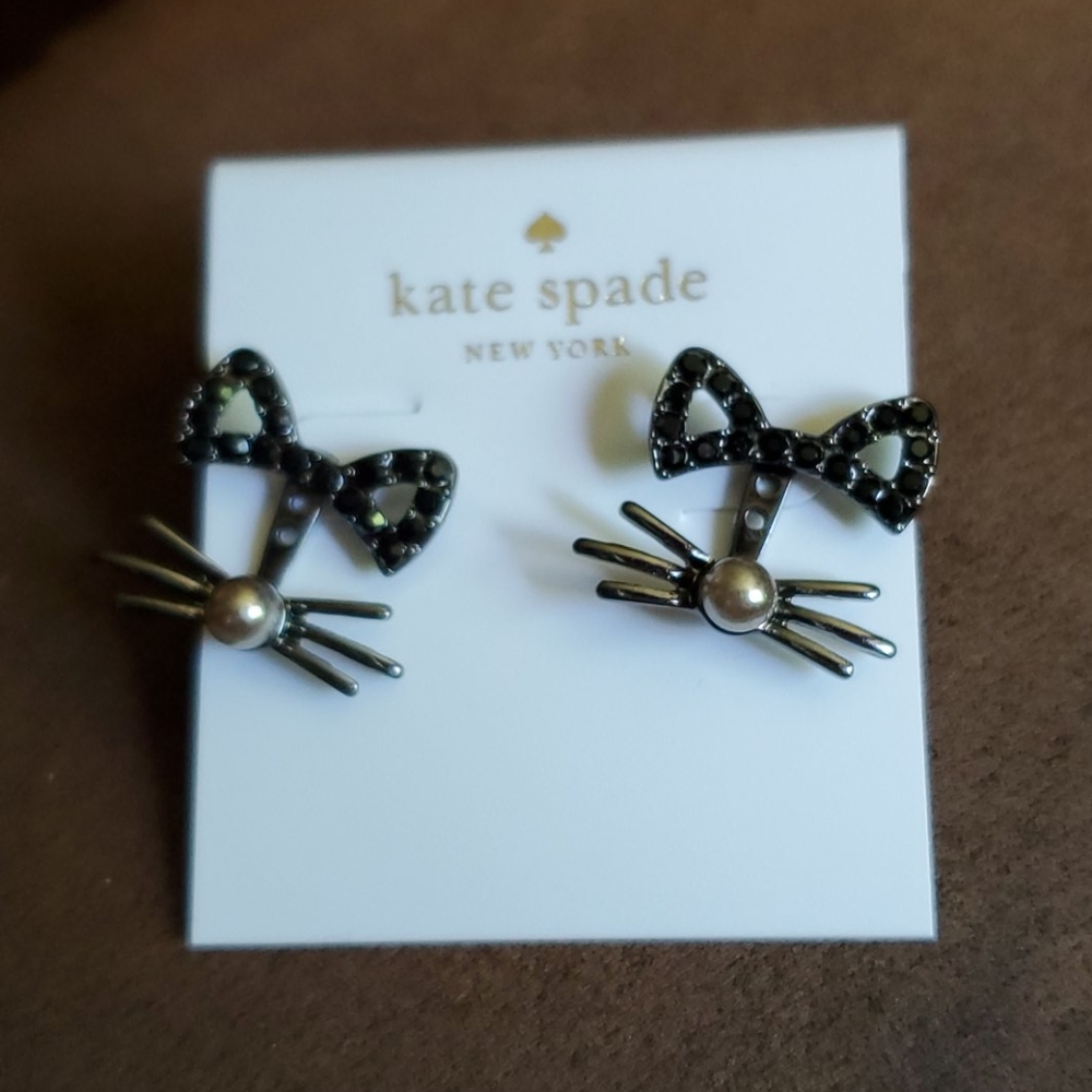 Kate spade black cat earrings